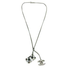 CHANEL CC Logos Cassette Tape Silver Chain Pendant